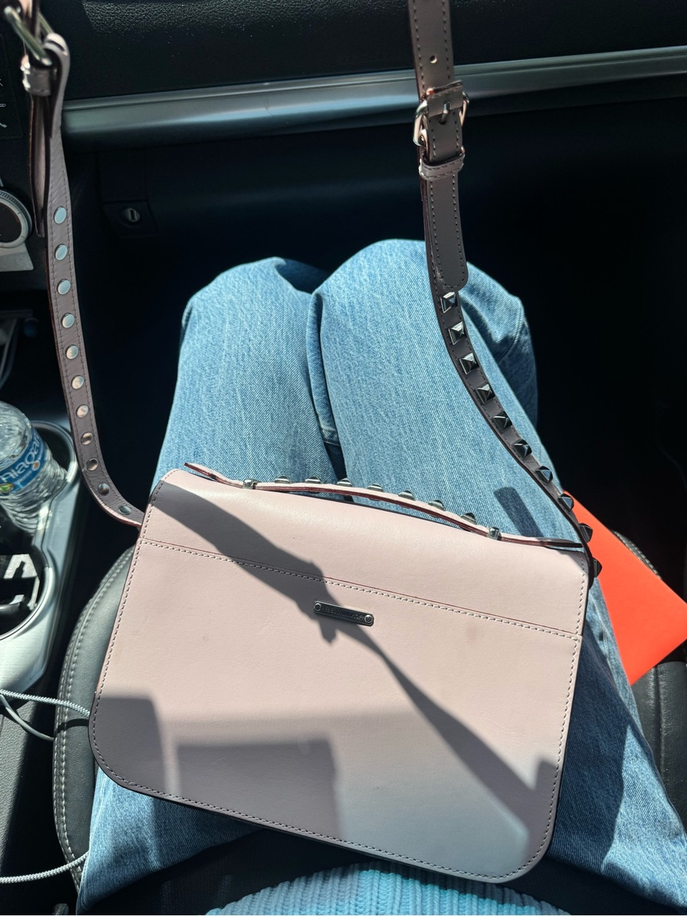 Women’s Pale Pink Leather Shoulder Bag with Silver Hardware - Rebecca Minkoff - Picture 2 of 4